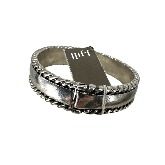 J. Jill Hinged Bracelet Bangle Silver Tone Braided Rope Magnetic Classic Polish - Picture 8 of 15